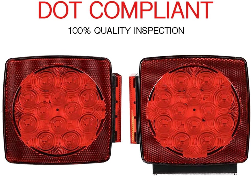 MAXXHAUL 50343 12V LED Submersible Left and Right Trailer Lights for Trailers Less than 80" Wide