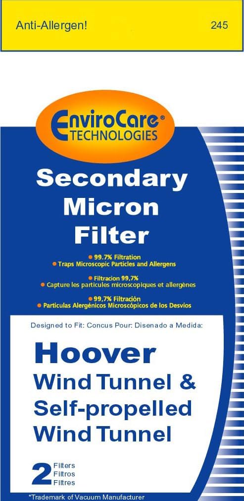 EnviroCare 245 Premium Replacement Secondary Filter for Hoover Windtunnel Vacuums, White