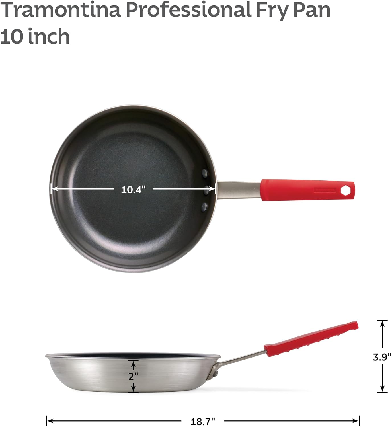 Tramontina Professional 8-Inch Non Stick Small Frying Pan | Heavy-Gauge Aluminum Skillet with Reinforced Nonstick Coating, Red Handle, Dishwasher and Oven Safe, Made in Brazil