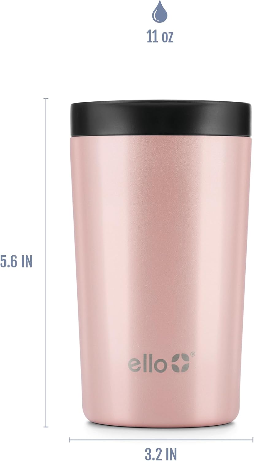 Ello Miri 16oz Insulated Stainless Steel Travel Mug with Slider Lid, Black Marble