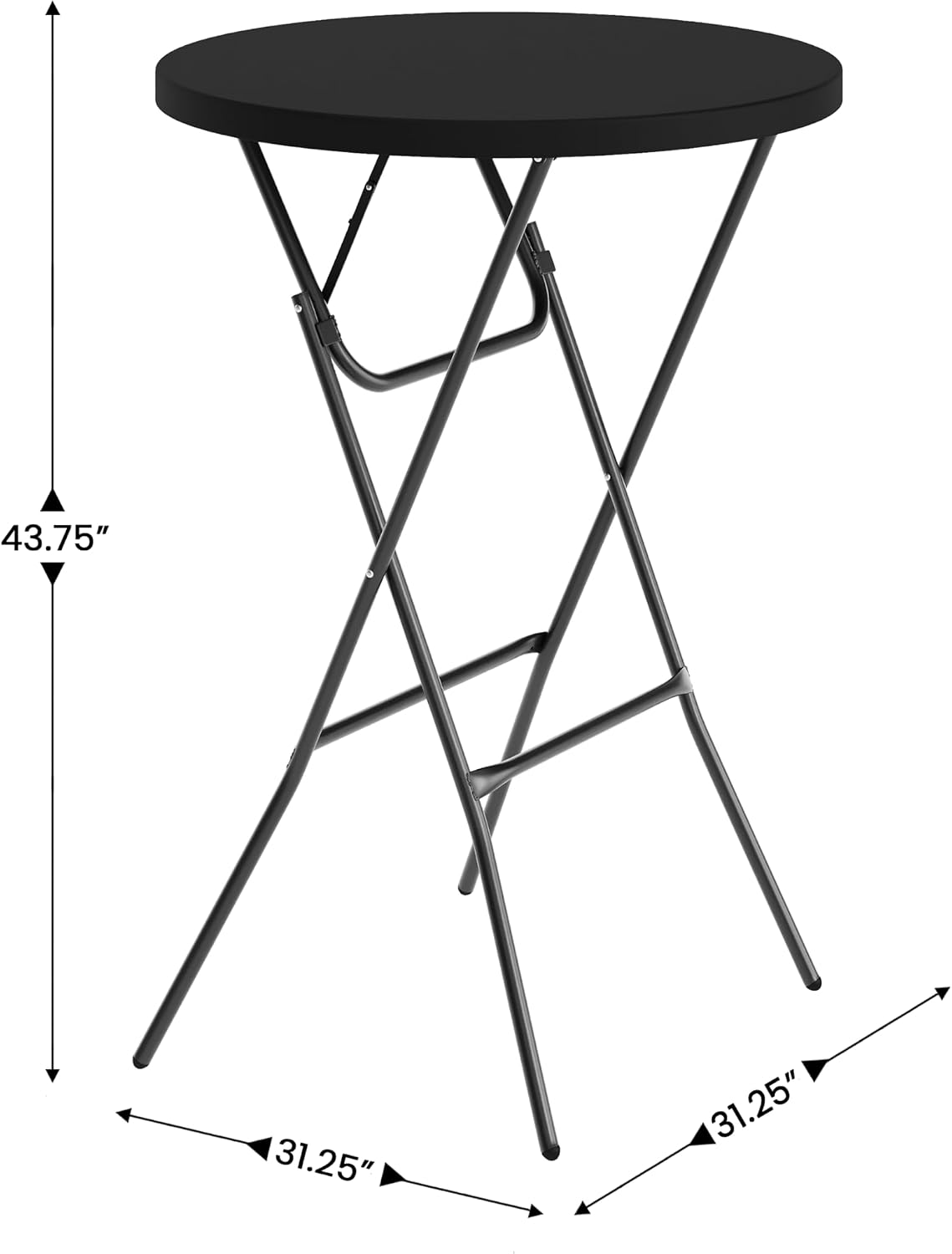 Flash Furniture Elon 32' Round Folding Bar Height Table for Parties and Commercial Events, Indoor/Outdoor Plastic Tall Round Table, White | Lightweight, Easy Storage, Commercial Grade