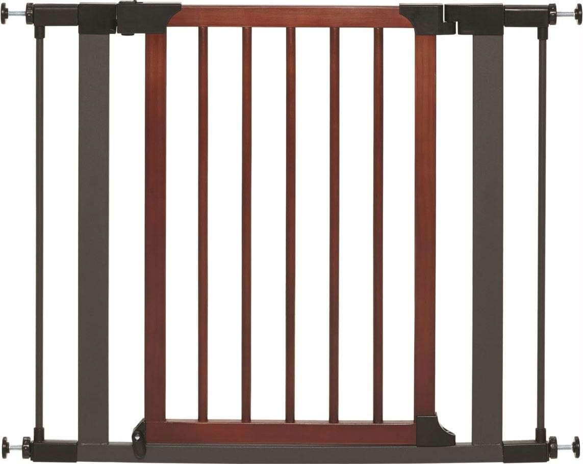 Midwest Homes 39-Inch Steel Walk-Thru Dog Gate, Expands to 38" | Pressure Mounted, Expands 29.5"- 38" Wide, Auto-Close Door, Spring-Loaded Latch, Includes Two 3" Extensions