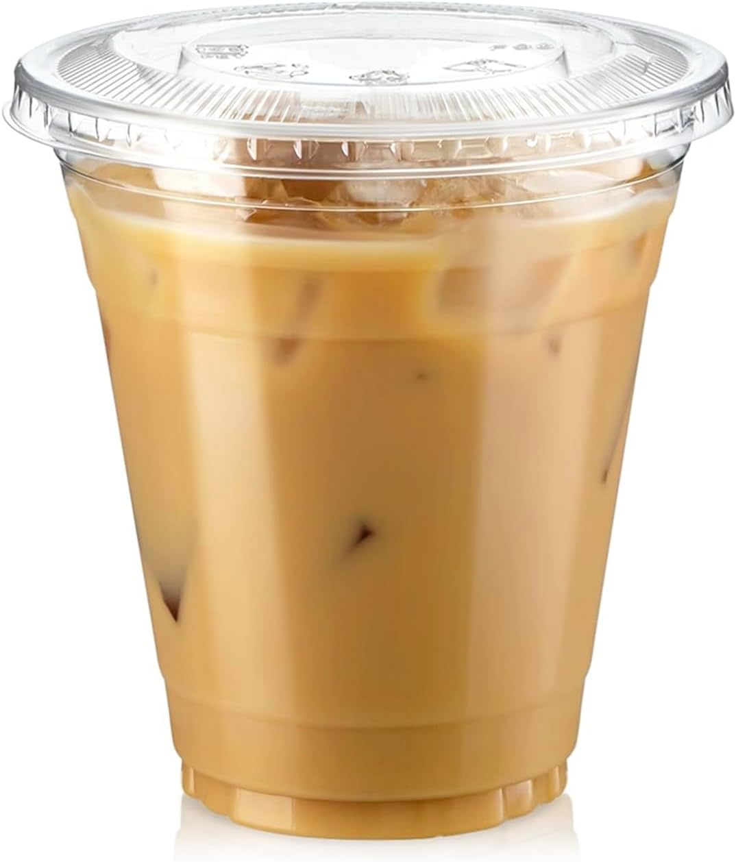 Fit Meal Prep 100 Pack 16 oz Clear Plastic Cups with Flat Lids, Disposable Iced Coffee Cups, BPA Free Premium Crystal Smoothie Cup for Party, Lemonade Stand, Cold Drinks, Juice, Milkshake