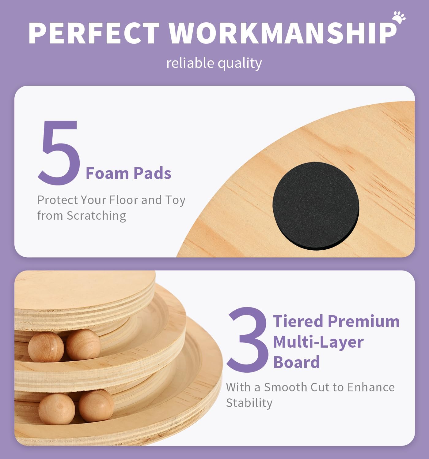 Made4Pets Kitten Toy Scratching Post for Indoor Cats with Ball Track