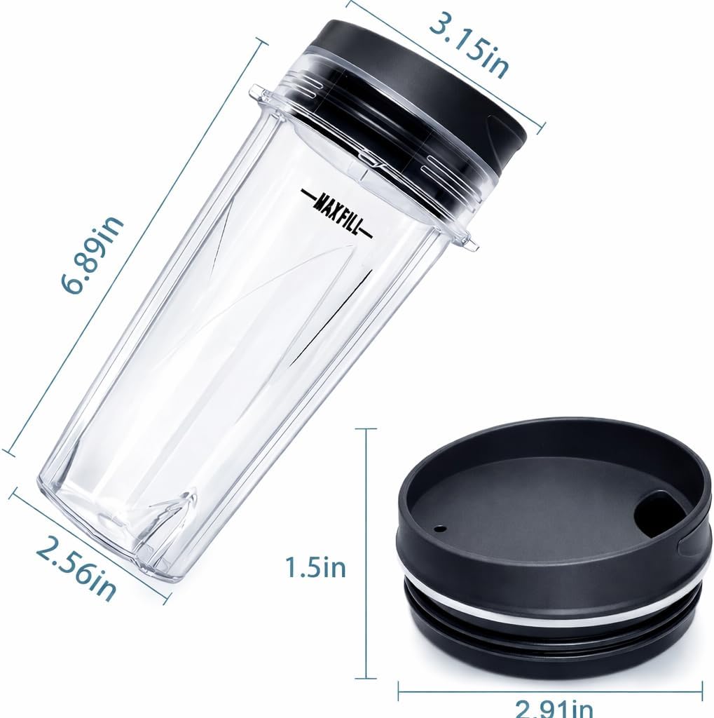 16oz Blender Cup Set Compatible with Ninja Replacement Parts