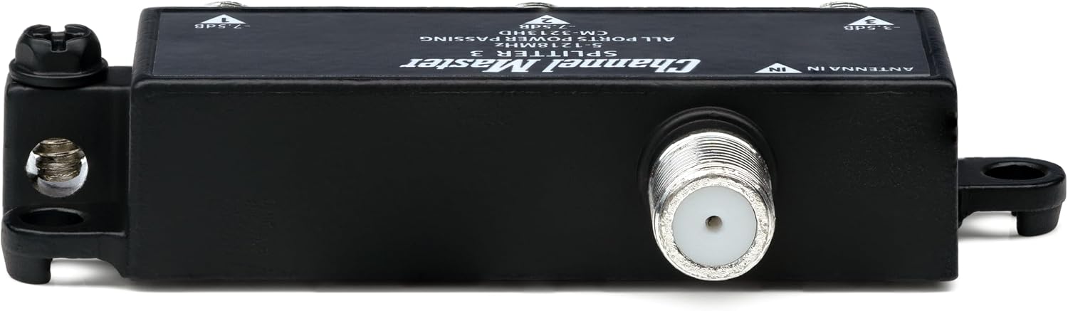 Channel Master Splitter 2 | 2-Way Splitter Distributes Digital HDTV Antenna Signal to 2 TVs, One Input and Two Outputs, Power Passing for Preamplifiers and Boosters, Low-Loss Design, Indoor/Outdoor