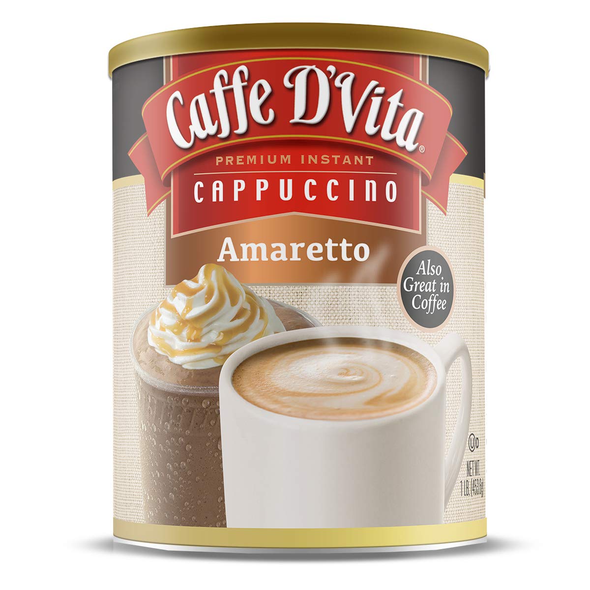 Caffe D'Vita Mocha Cappuccino Mix - 4 lb can (64 oz.) | Instant Cappuccino Mix, Gluten Free, No Cholesterol or Trans Fat, 99% Caffeine Free, Mocha