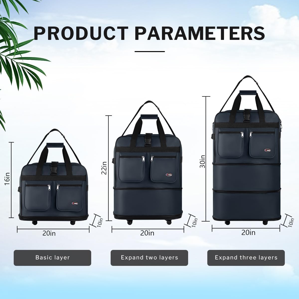 40'' Expandable Rolling Duffel Bag Suitcases w/Wheels,Foldable Luggage Bag