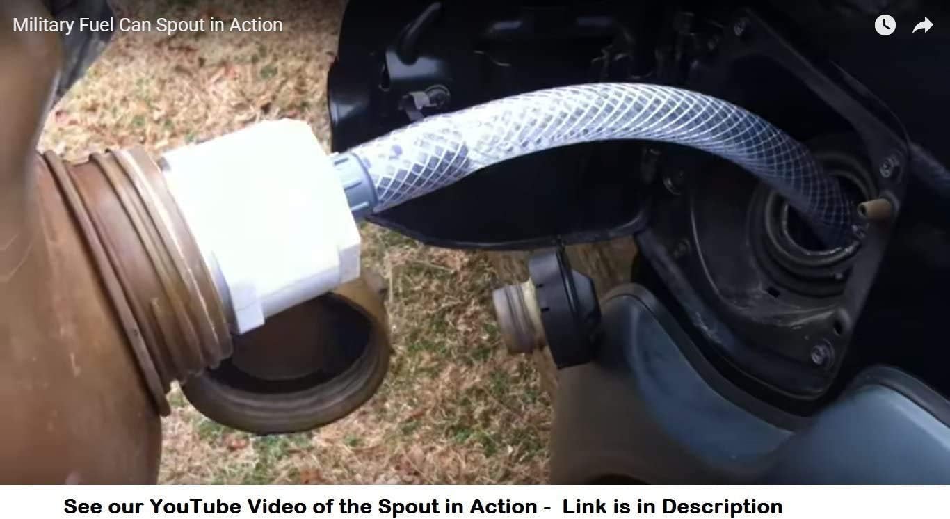 High-Flow Spout for 5 Gallon Plastic Military Fuel Cans -Easy Thread Nozzles with Filter and Dust Cap (3/4" O.D./18" Long)