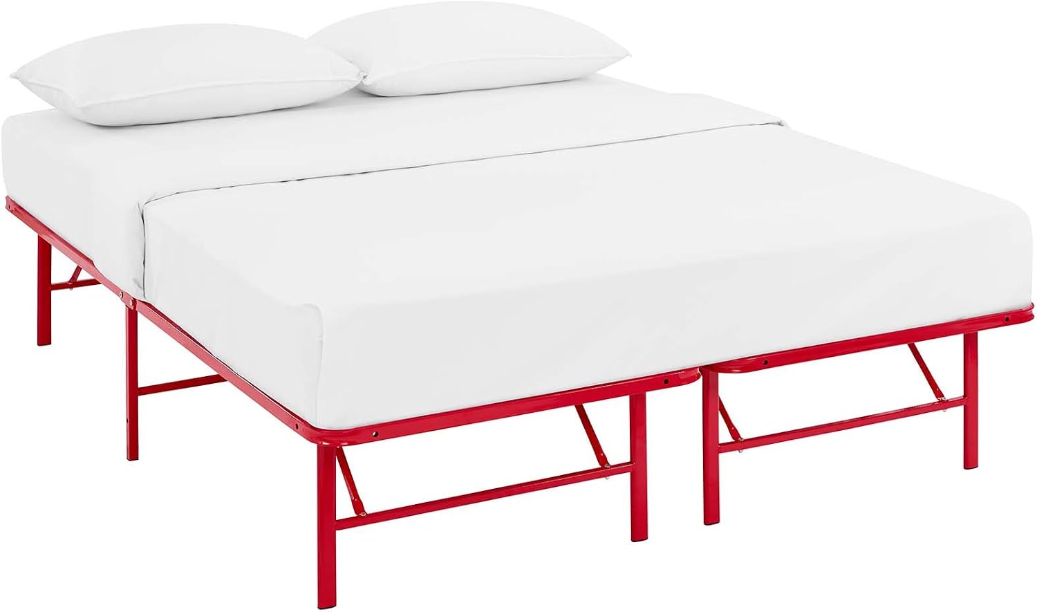Modway Horizon Queen Bed Frame In Gray - Replaces Box Spring - Folding Metal Mattress Bed Frame
