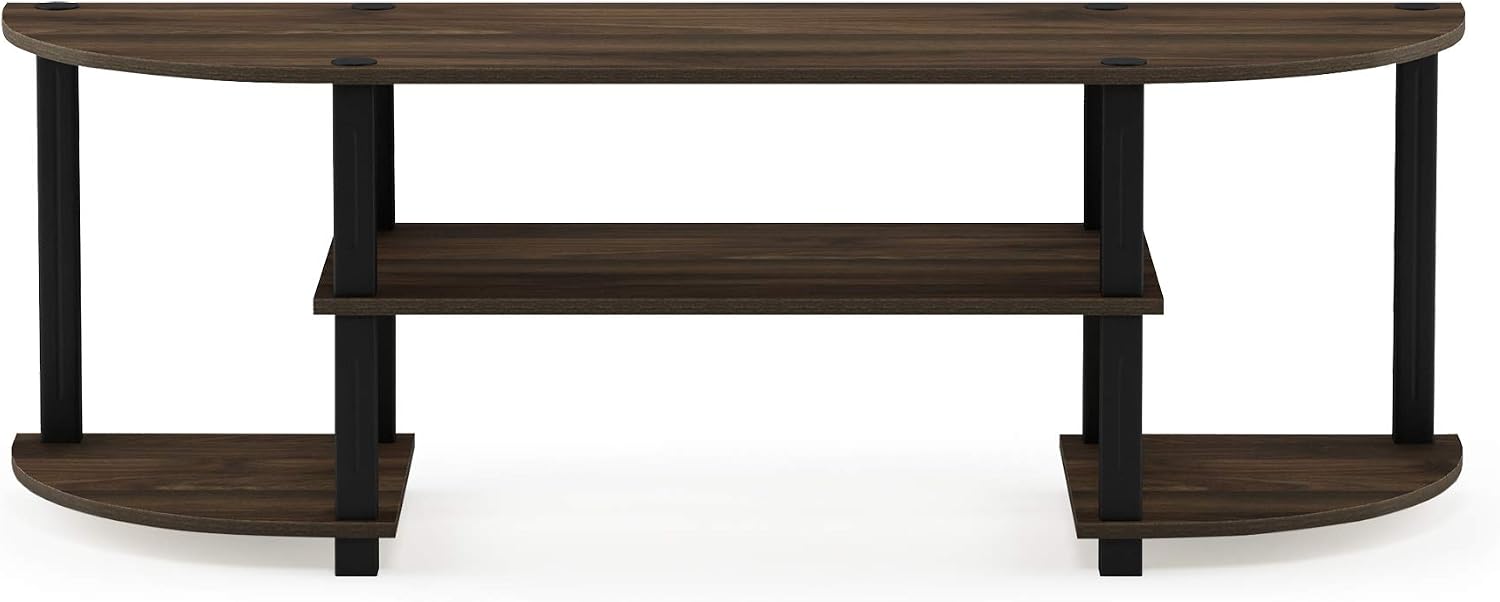 Furinno TURN-S-TUBE 3-Tier TV Stand for TVs up to 55 Inch, French Oak | Toolless Entertainment Center with Open Storage Shelves, Media Console Table with Soundbar Shelf for Living Room, Bedroom