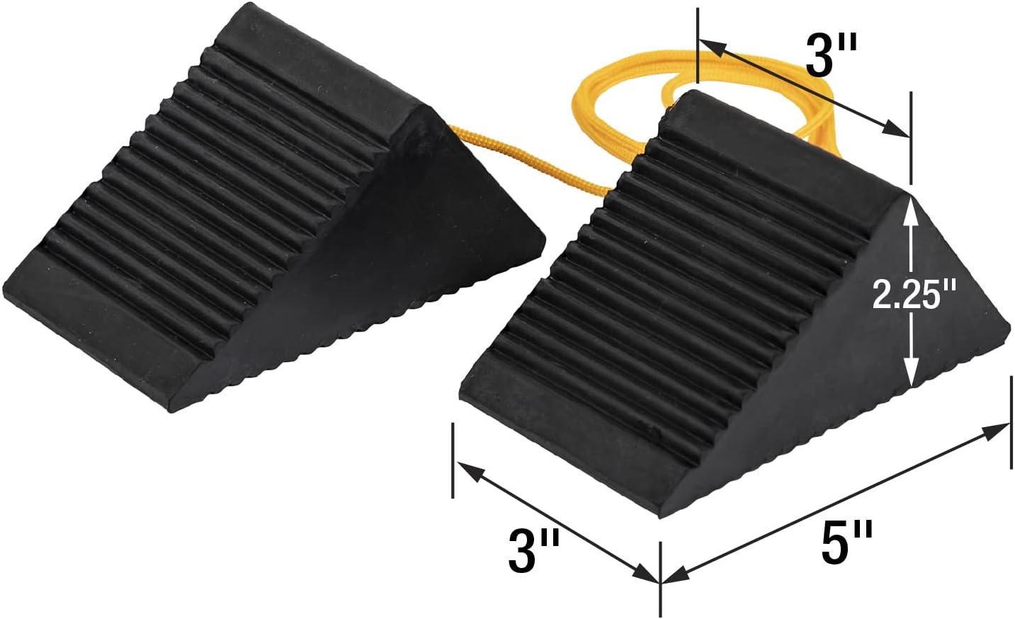 Buyers Products WC35225 Mini Rubber Wheel Chock Set, 5 x 3 x 2.25 Inches, 36 Inch Nylon Rope, Ideal For ATVs