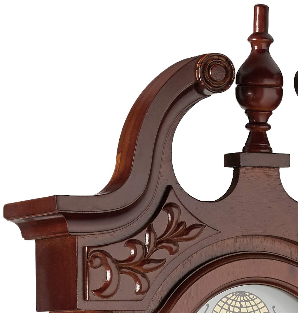 Bedford Clock Collection Grand Antique Chiming Wall Clock with Roman Numerals in a in a Cherry Oak Finish, 38" L