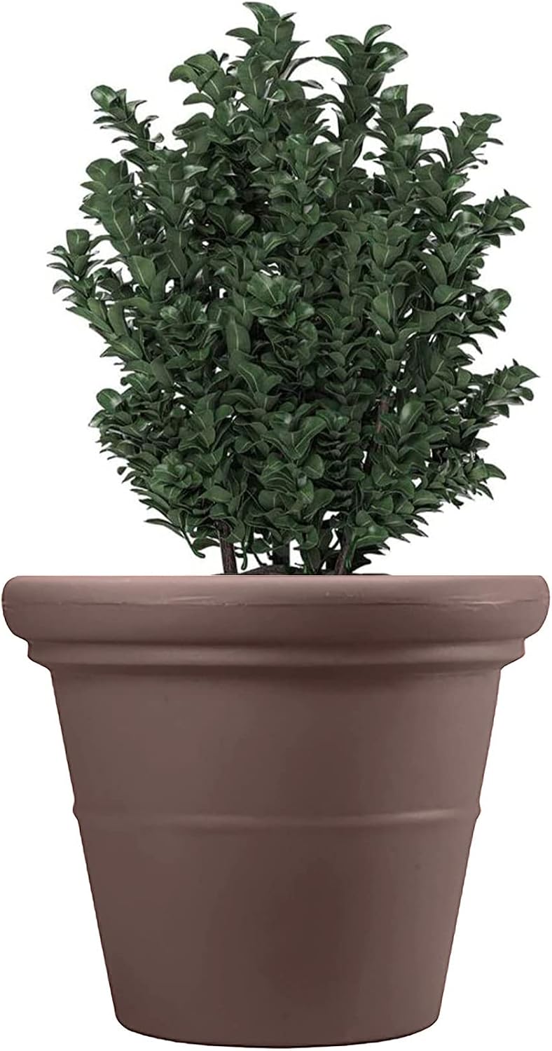 The HC Companies Terrazzo Large Round Plastic Plant Pot w/Rolled Rim - Lightweight & UV Resistant Gardening Pot for Herbs & More - Outdoor & Indoor Plant Pots w/Drainage (17” Black)