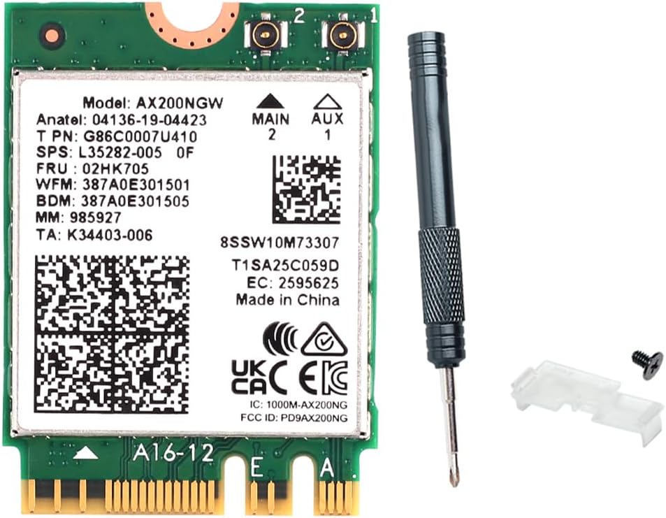 WiFi 6 AX200NGW Laptop Upgrade Card 3000Mbps Bluetooth 5.2 M.2 2230