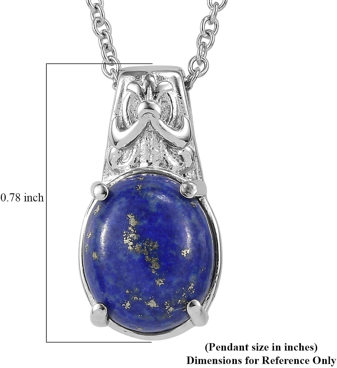 Lapis Lazuli 6.10 ctw Pendant Necklace in Stainless Steel 20 Inches