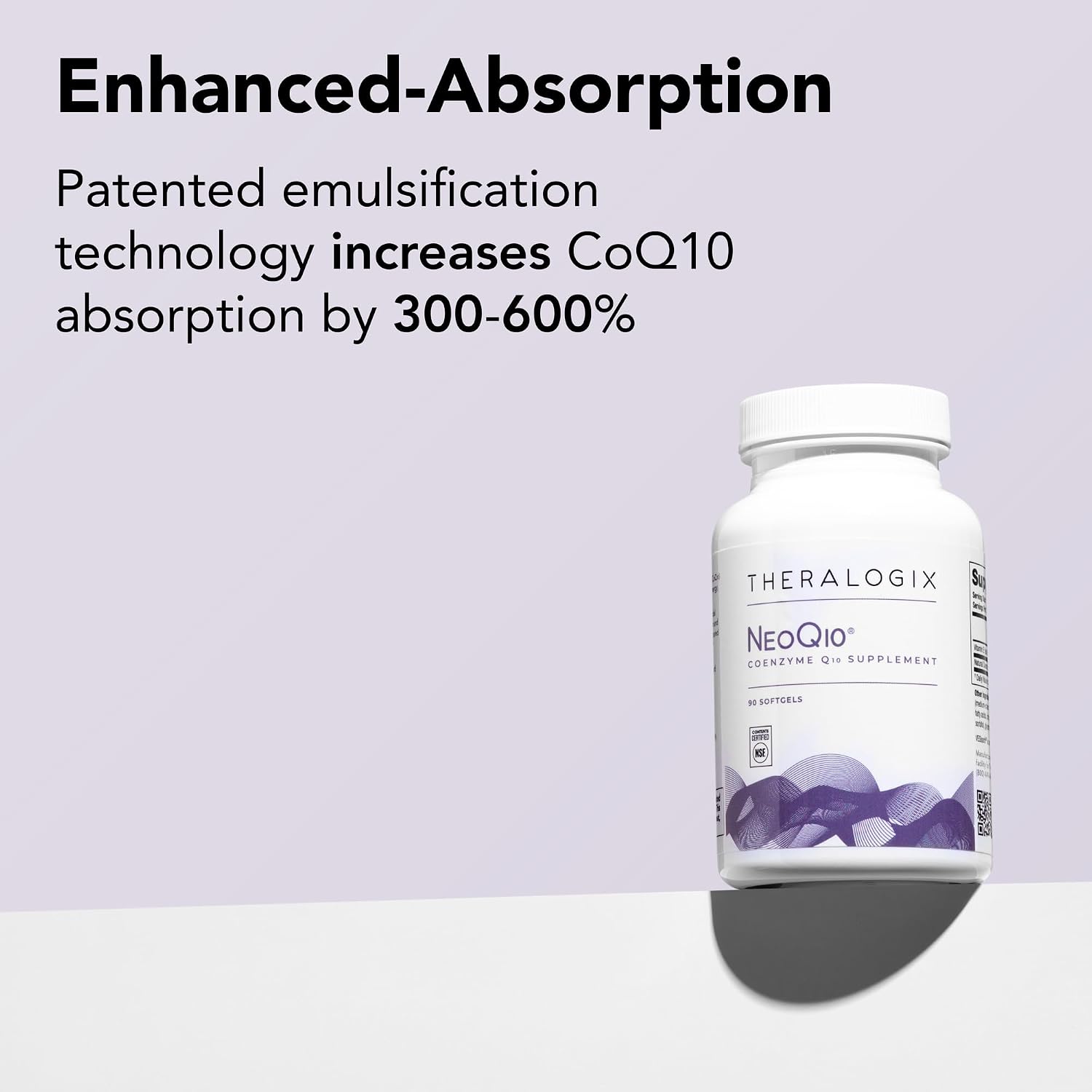 Theralogix NeoQ10 Coenzyme Q10 Supplement - Heart Health & Fertility Support - CoQ10 Fertility Supplement for Men & Women* - NSF Certified - 90
