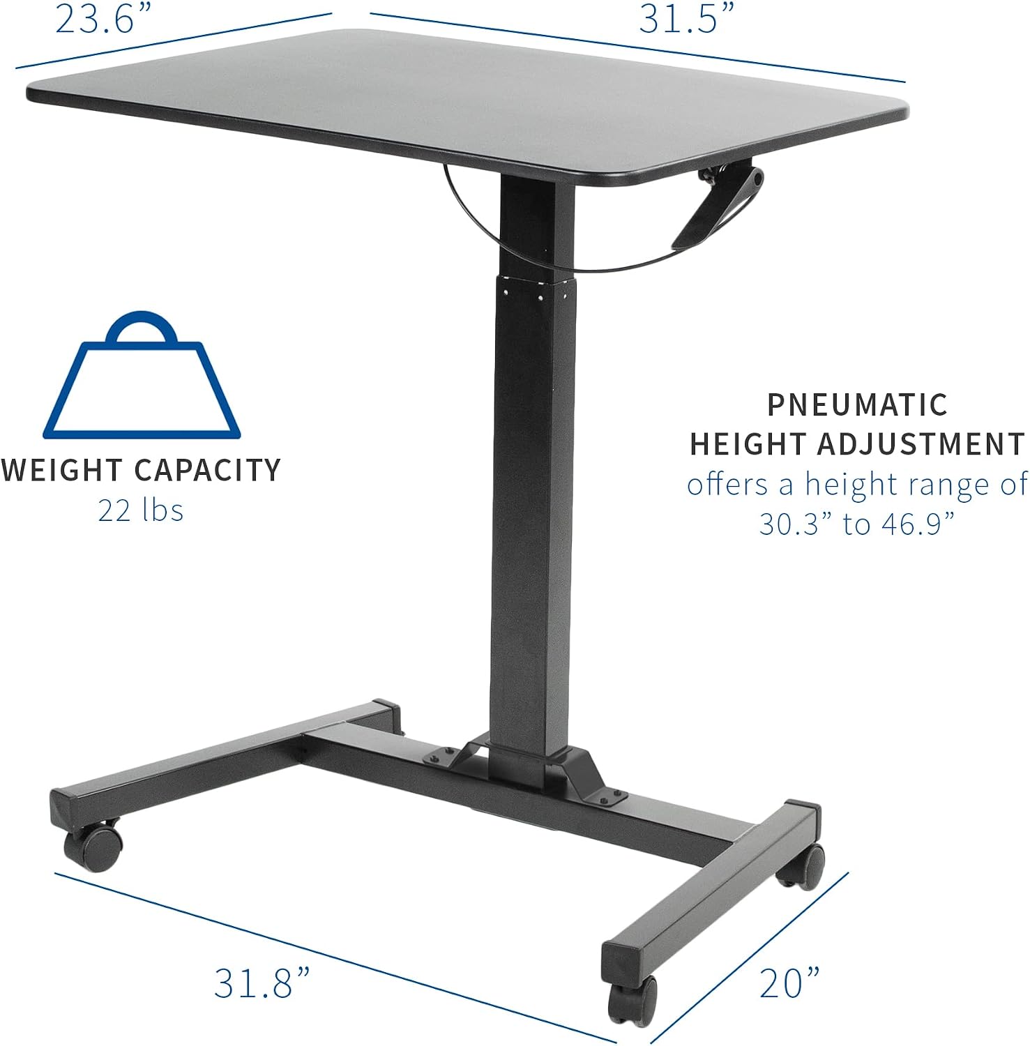 VIVO Black Mobile 32 x 24 inch Standing Laptop Cart, CART-V07B