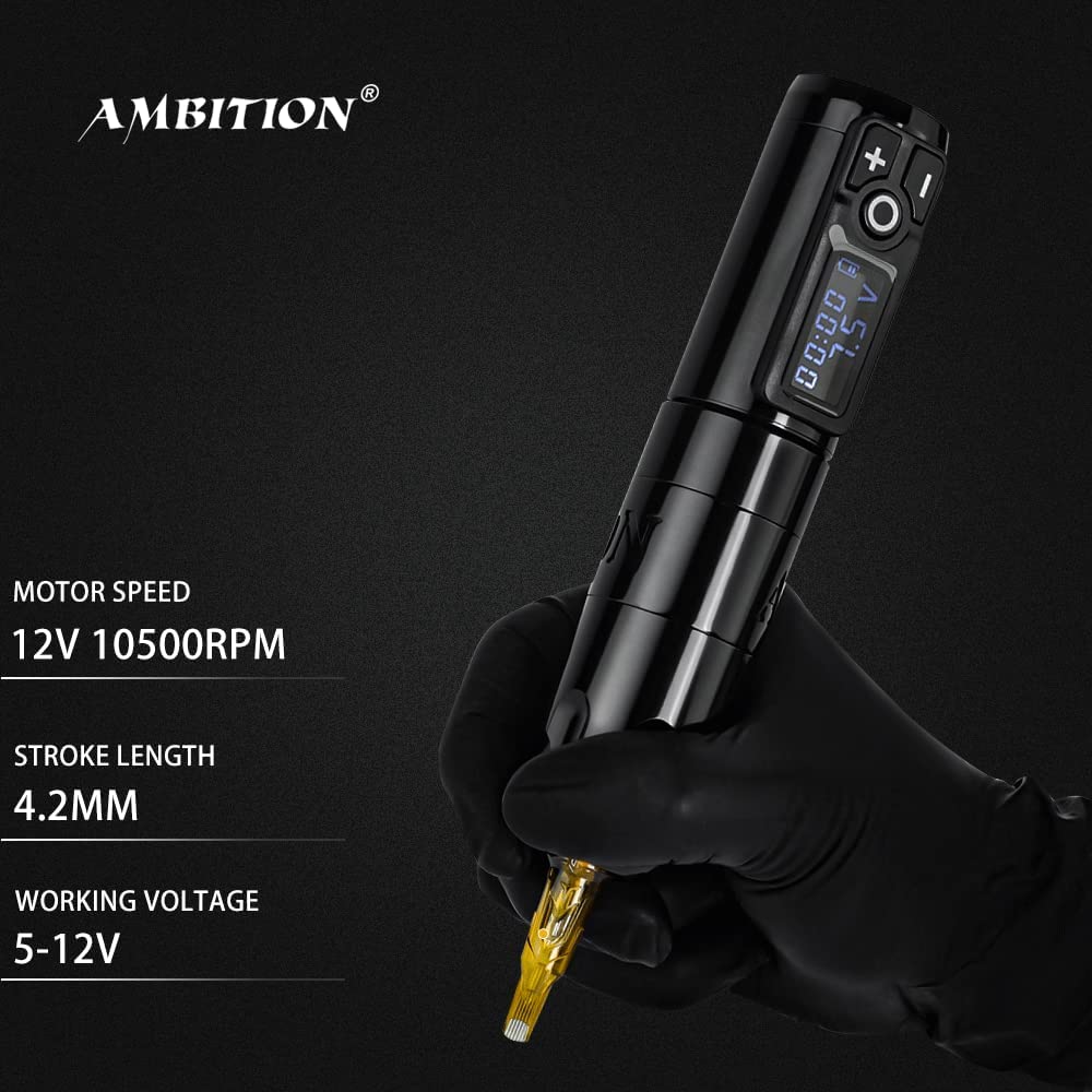 Ambition Soldier Rotary Battery Pen Tattoo Cartridge Machine with 2400mAh Power Japan Coreless Motor Digital LED Display Tattoo Equipment Supply for