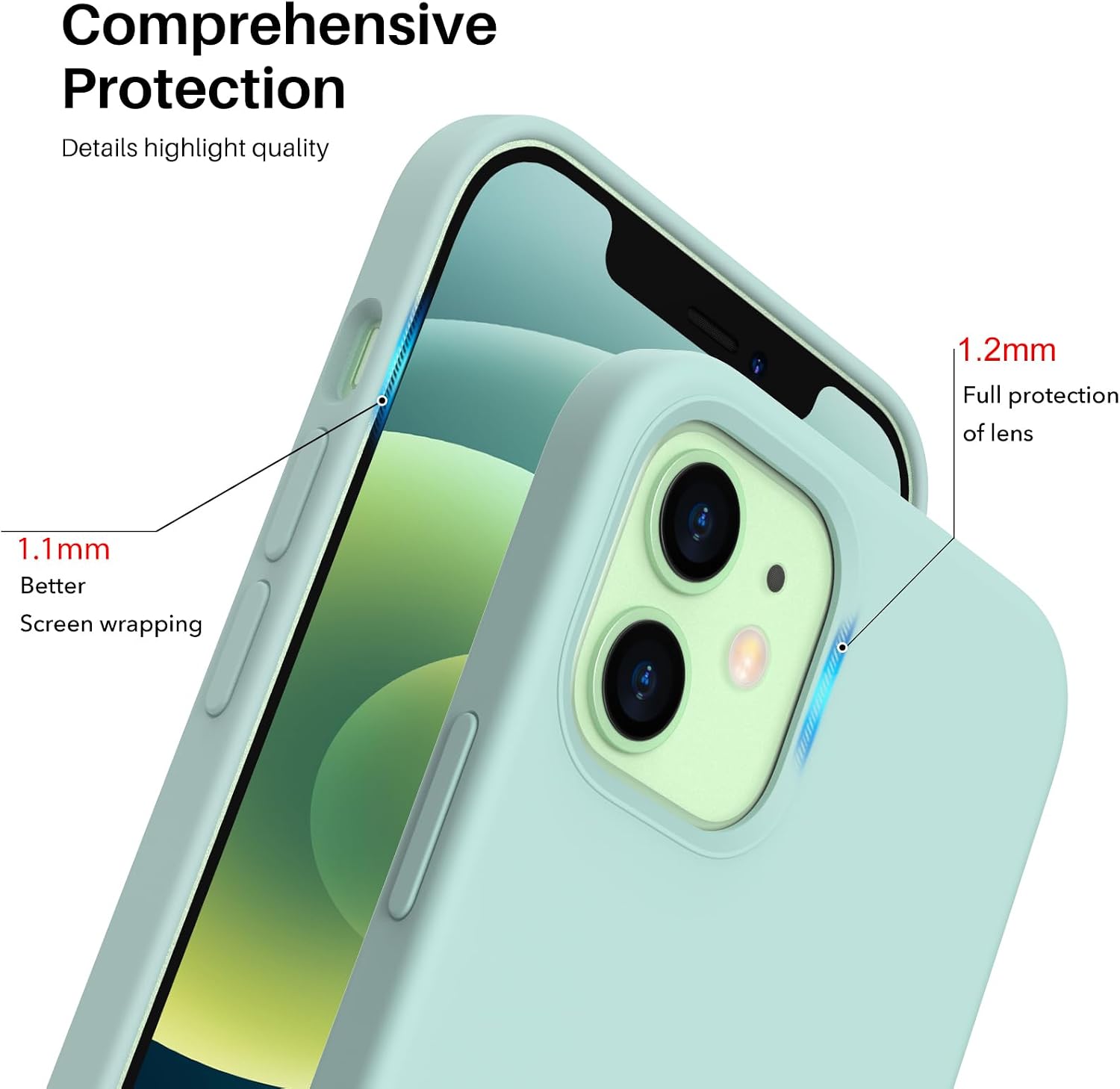 ORNARTO for iPhone 12 Mini Case, Slim Liquid Silicone Cover, Navy Blue
