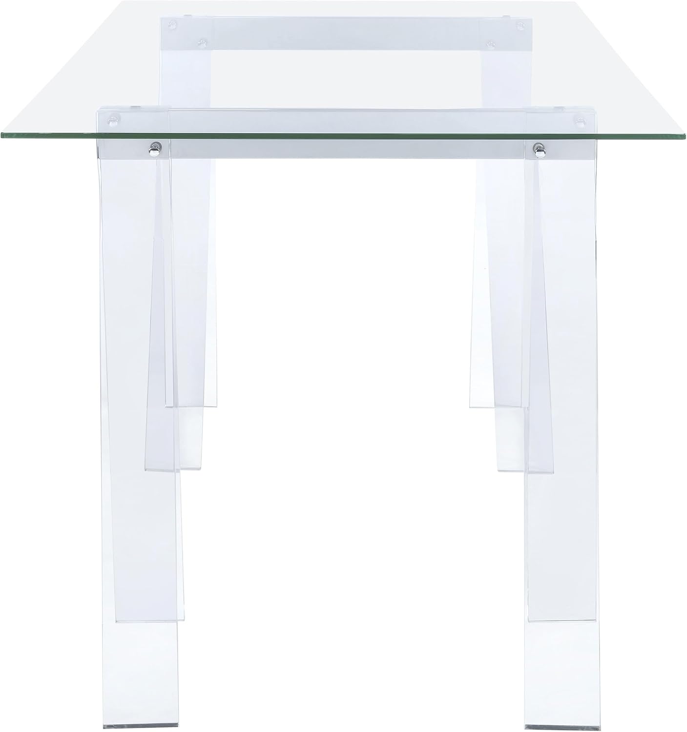 Coaster Home Furnishings – Amaturo – Glass & Metal – 59-Inch Transparent Design Writing Desk with Tempered Glass Top, Chrome Supports