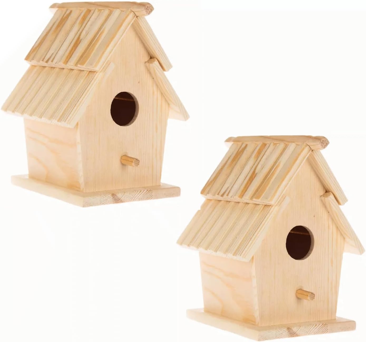 Hobby Lobby Woodpile Fun! Slat Roof Wood Birdhouse, 5.7" x 4.33" (Set of 2)