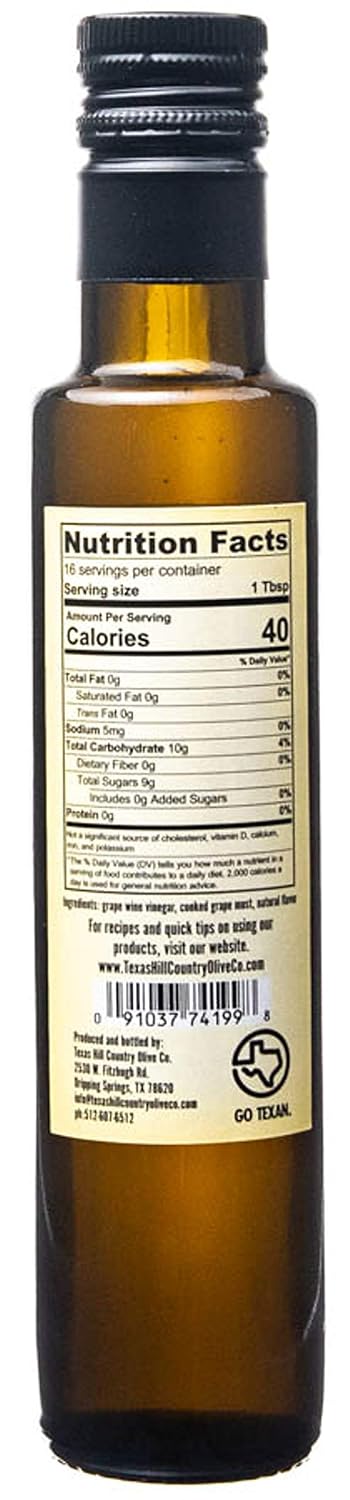 White Lemon Balsamic Vinegar - Gourmet Barrel Aged Infused Balsamic Vinegar - Great for Dressing Dipping Glazing - No Artificial Flavors or Added Sugar - Made in Texas (8.5 oz)