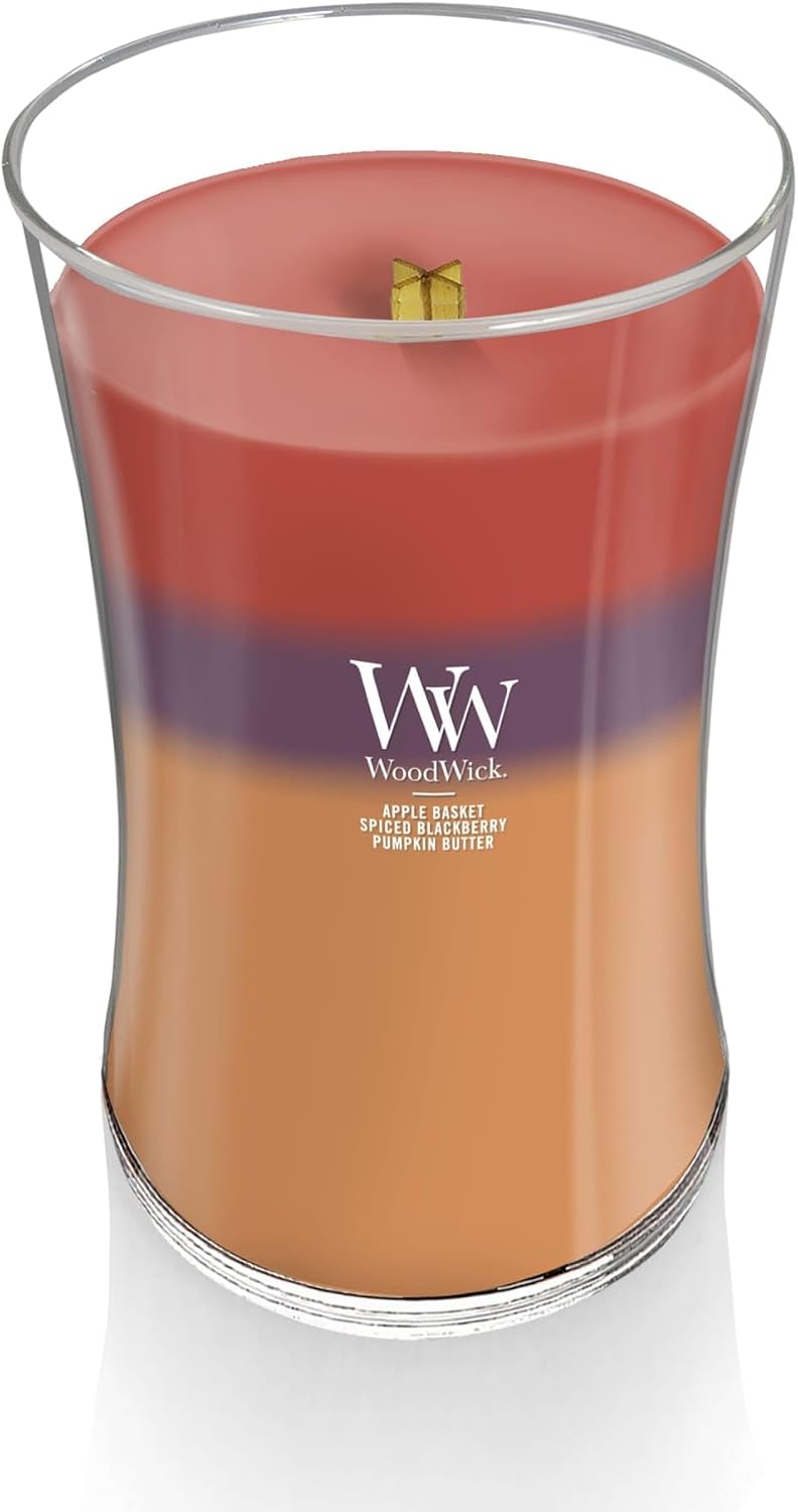 WoodWick Café Sweets Trilogy Holiday Candle Gifts for Women and Men, 9.7 oz Medium Hourglass Trilogy Candle with Crackling Wick