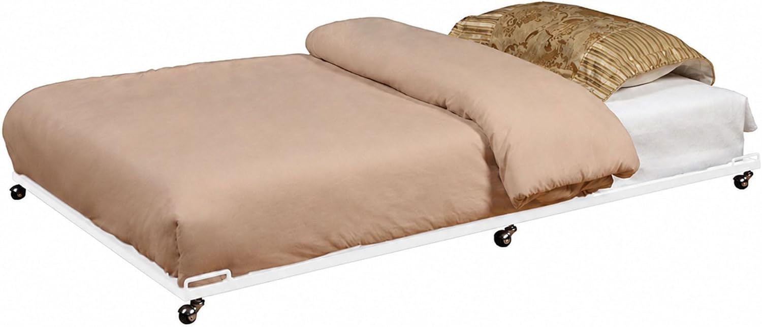 2K Furniture Designs - Twin Size Black Metal Roll Out Trundle Bed Frame for Daybed | Space-Saving Guest Bed - Slides Under Daybeds for Overnight Visitors, Dorms, and Small Spaces