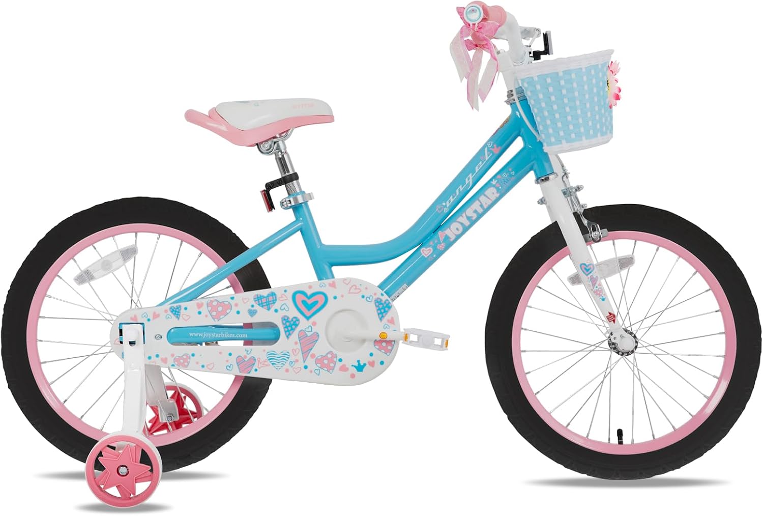 JOYSTAR Angel Girls Bike for Toddlers and Kids Ages 2-12 Years | 12-20 Inch Kids Bike with Training Wheels & Basket, 20 24“ Bicycle with Kickstand