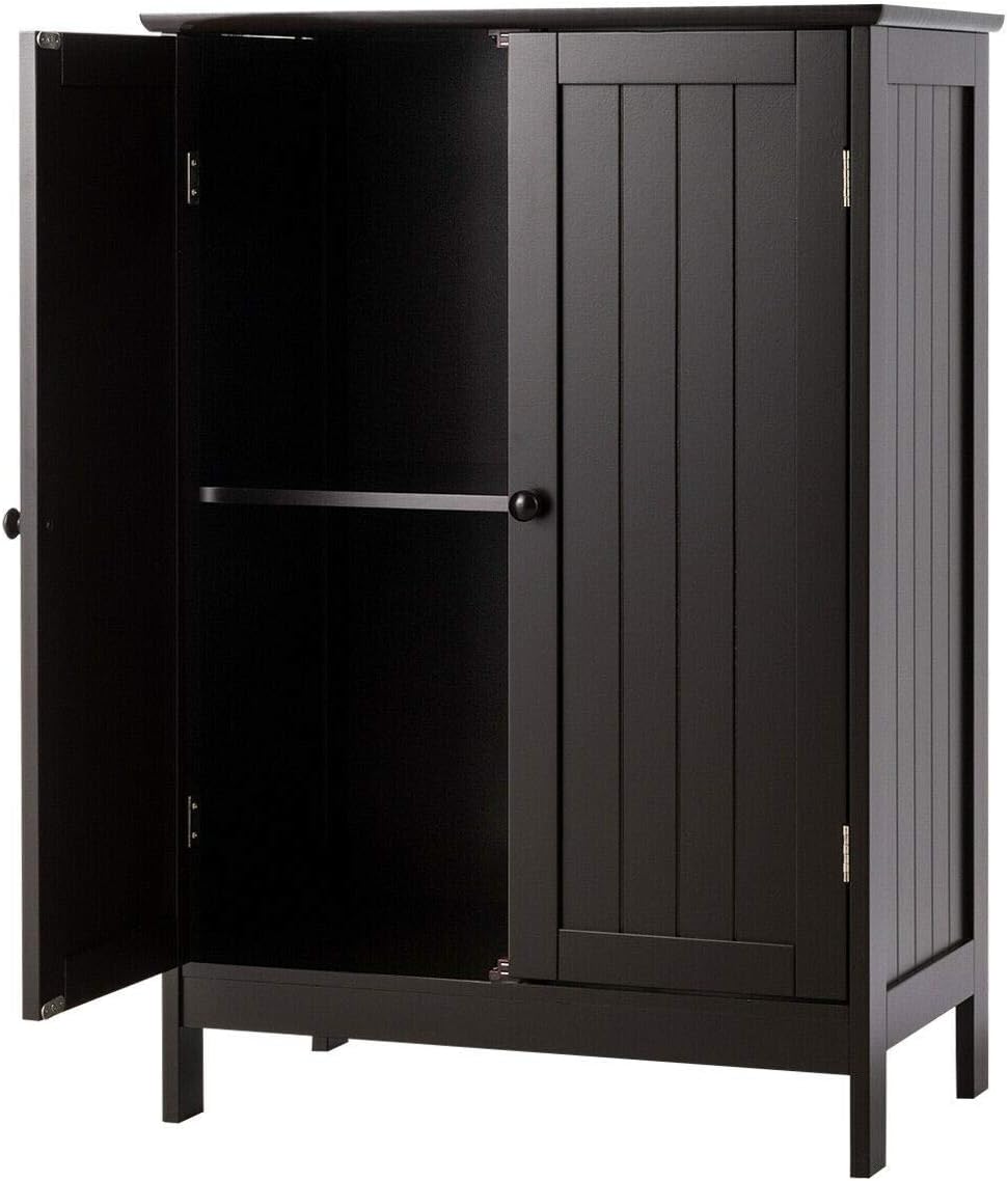 GLACER Bathroom Floor Cabinet, Wooden Storage Cabinet (White)