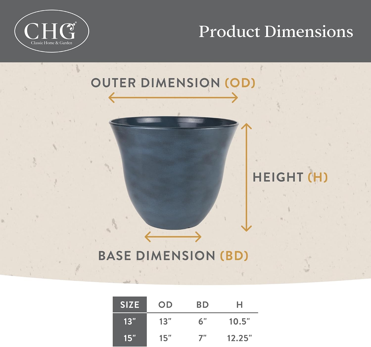 15" Honeysuckle Planter in Grained Beige