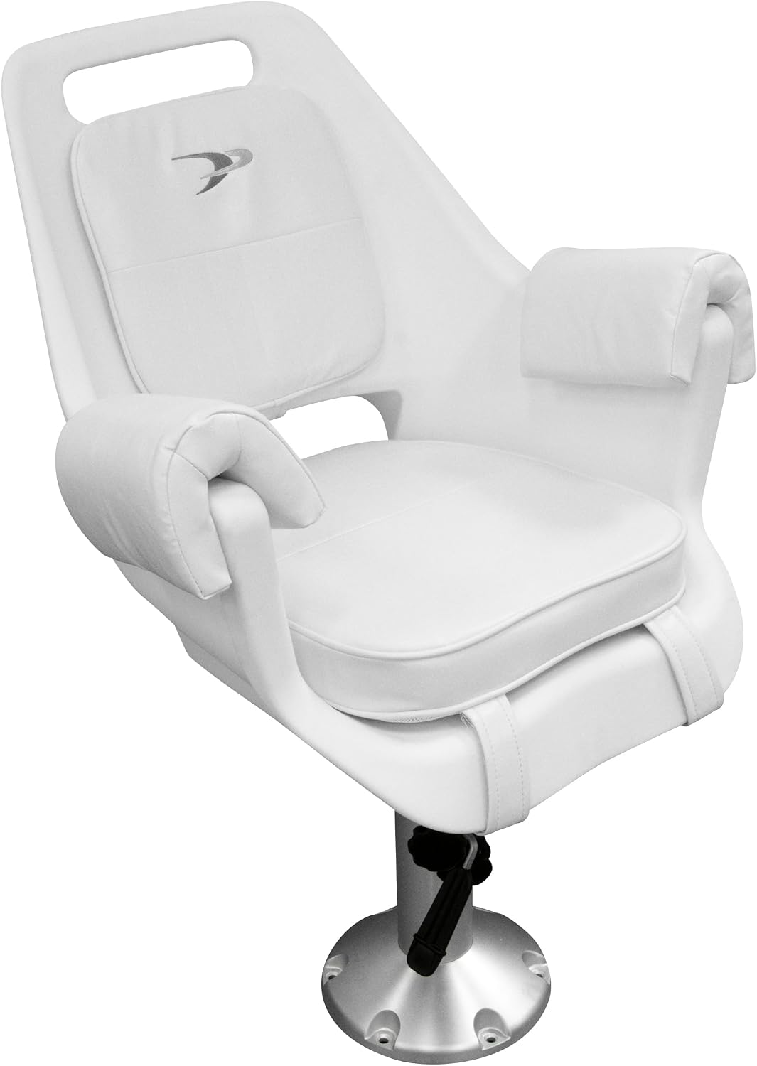Wise 8WD007-6-710 Deluxe Pilot Chair with Cushions, Mounting Plate, Adjustable Height Pedestal and Seat Slide | Roto-molded marine grade frame