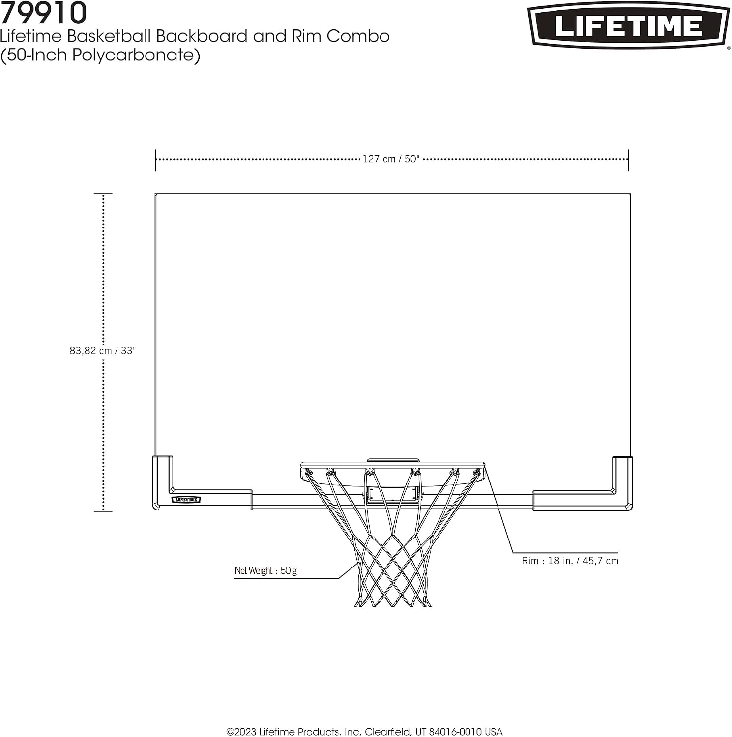 Lifetime 79910 50 Inch Backboard Rim Combo, Mounting Kit Sold Separately