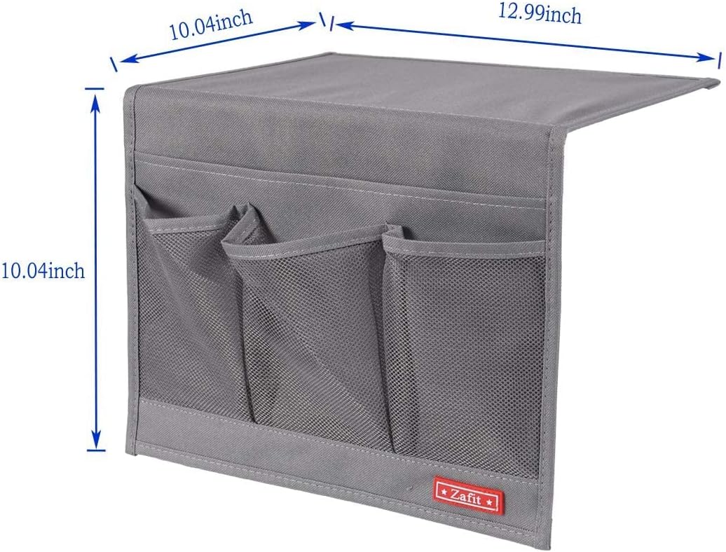 Zafit Bedside Storage Organizer, Table Cabinet Bedside Organizer Caddy for Remotes Phone Glasses (Classic 4 Pockets-Grey)