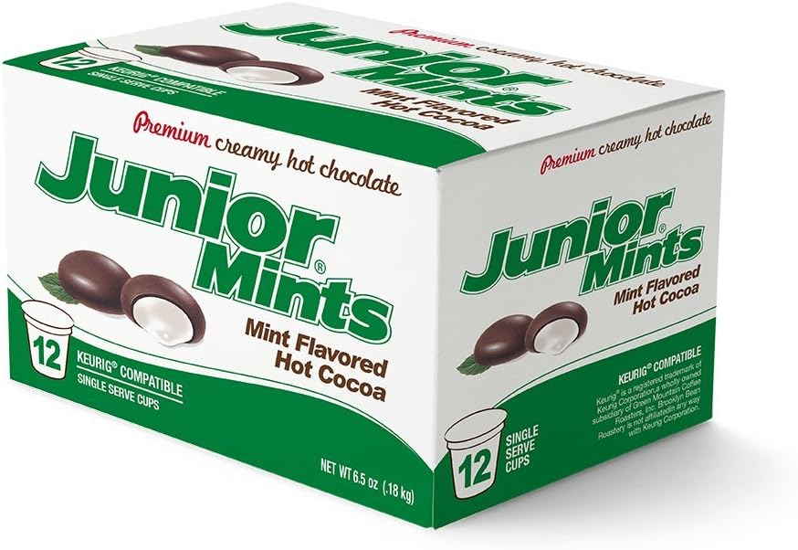 Junior Mints Chocolate Mint Flavored Hot Chocolate Pods, Compatible with 2.0 K-Cup Brewers, 12 Count - Cool Mint and Cocoa Treat