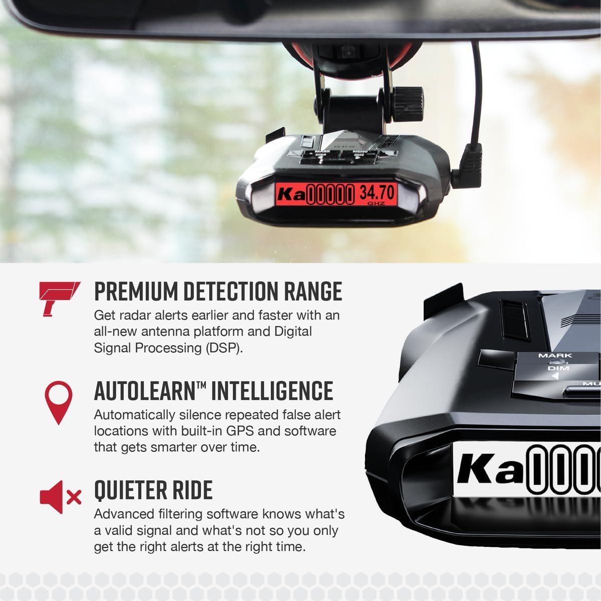 Cobra RAD 480i Laser Radar Detector, Long Range Detection, Bluetooth, Black