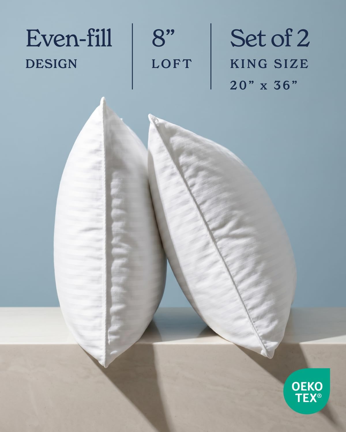 Beckham Hotel Collection Bed Pillows King Size Set of 2 | Down Alternative Pillow for Back, Stomach or Side Sleepers