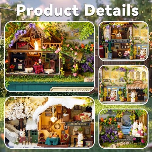 Flever Dollhouse Miniature DIY House Kit Creative Room with Furniture and Cover for Romantic Valentine's Gift(Happy Corner)