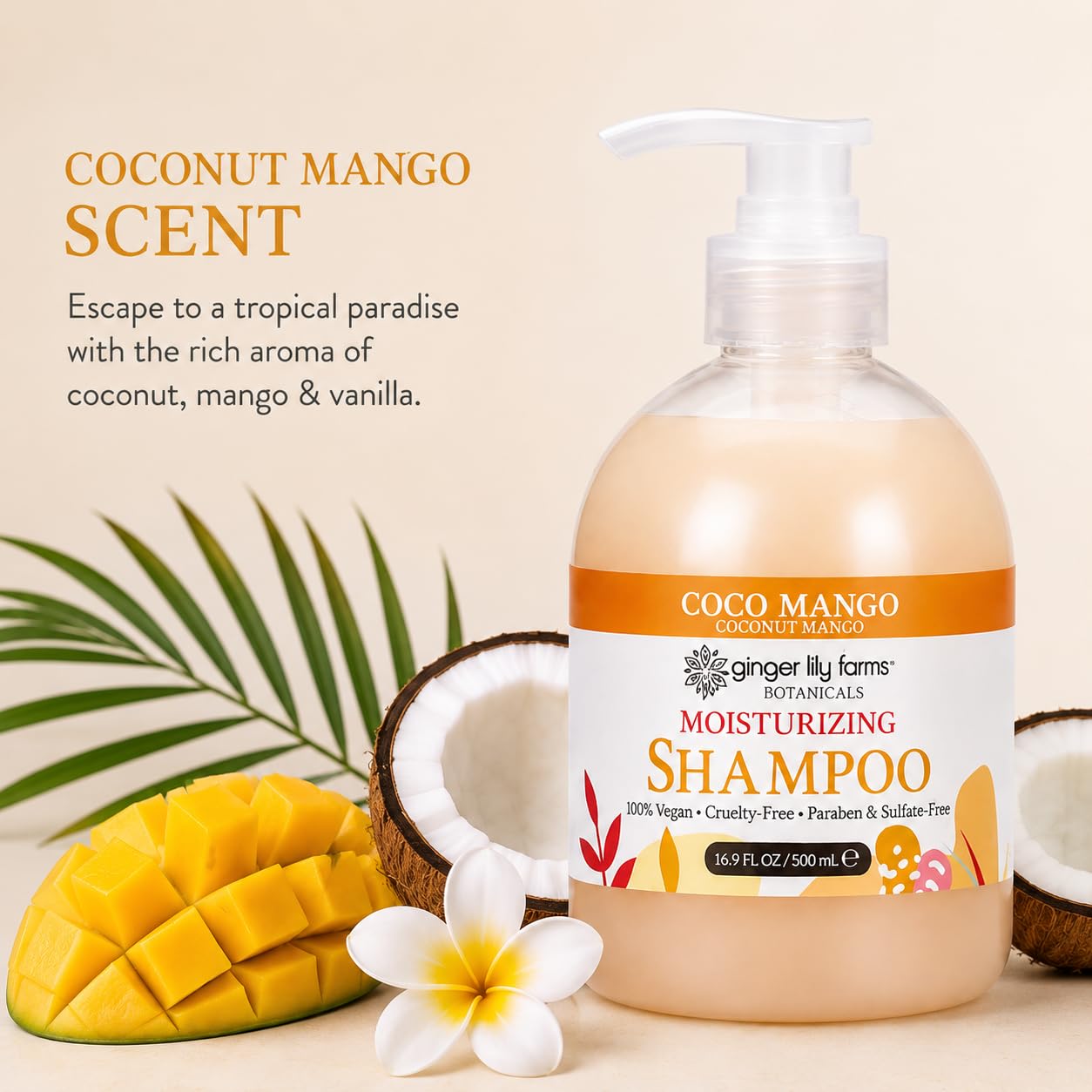 Ginger Lily Farms Botanicals Moisturizing Shampoo for All Hair Types, Coco Mango, 100% Vegan & Cruelty-Free, Coconut Mango Scent, 1 Gallon (128 fl oz) Refill | for Hands, Body & Hair, Moisturizing Wash, Salon Wash, Spa Cleanser, Salon & Spa Essentials, M…
