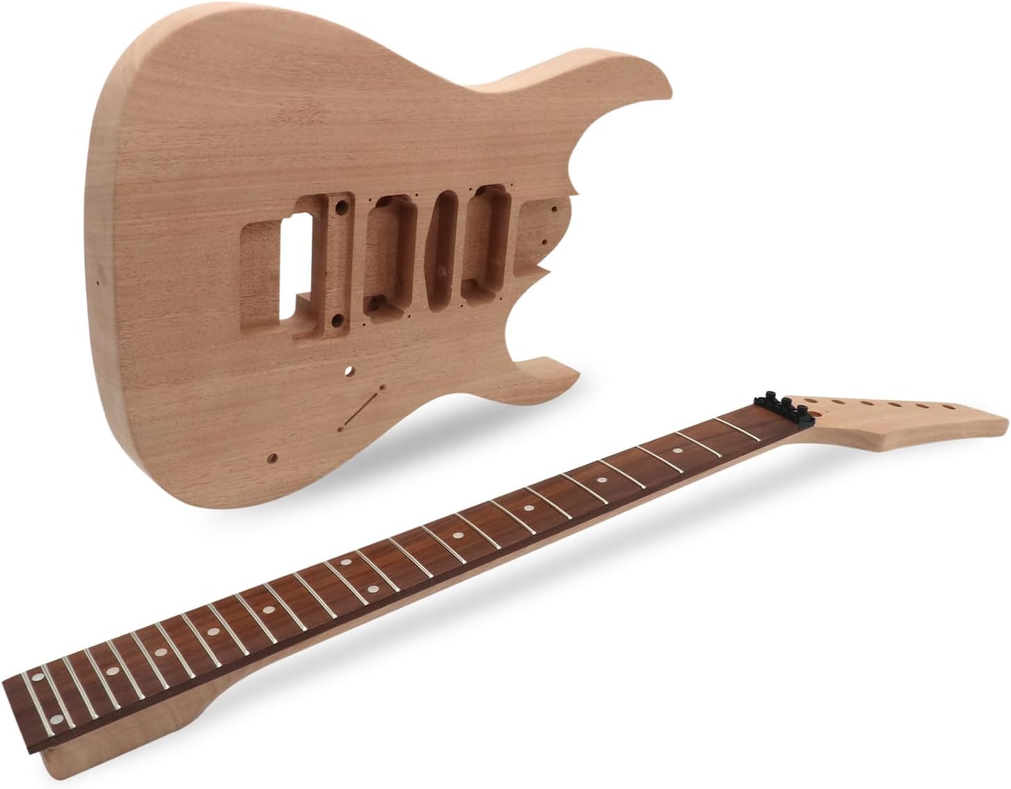 DIY Electric Guitar Kit Beginner Kit 6 String Right Hand JS Series | Mahogany Body, Mahogany Neck, Rosewood Fretboard, Black Hardware