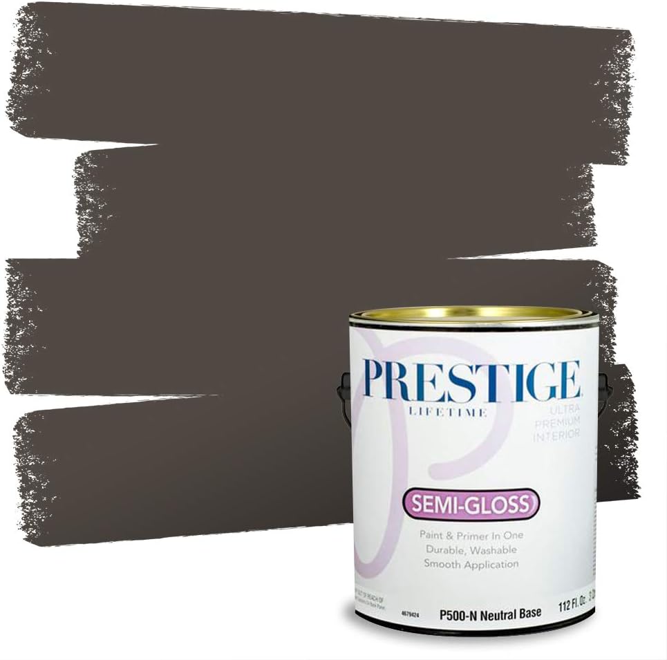 PRESTIGE Paints Exterior Paint and Primer In One, 1-Gallon, Satin, Comparable Match of Sherwin Williams* Black Magic*