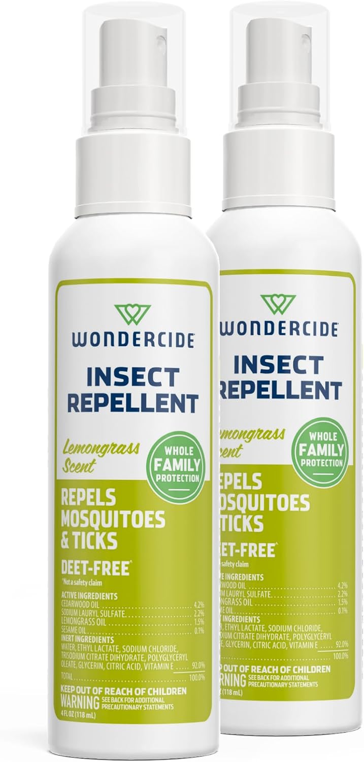 Wondercide - Mosquito, Tick, and Insect Repellent with Natural Essential Oils - DEET-Free Bug Spray and Killer - Safe for Family - Cedarwood 2-Pack of 4 oz Bottle | With Natural Essential Oils - DEET-Free Bug Spray and Killer - Safe for Family