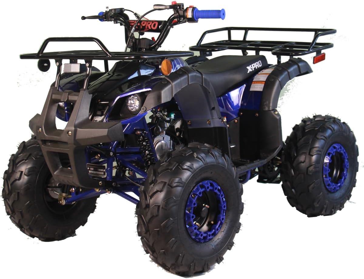 X-PRO 125cc ATV 4 Wheels Quad 125 ATV Quads with LED Lights, Big 19"/18" Tires!（Army Black）
