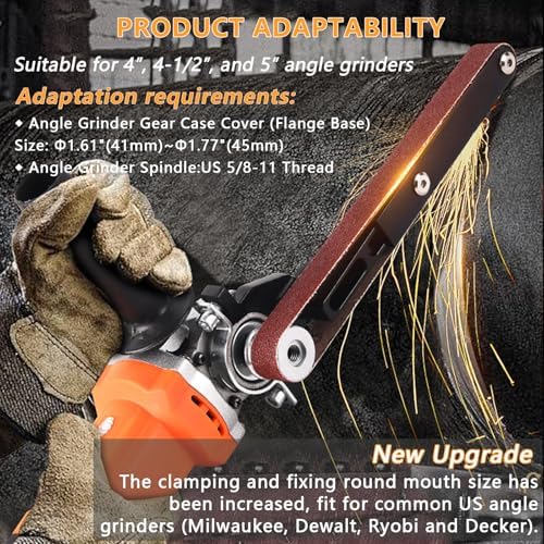 Belt Sander Attachments for Angle Grinder,3/4 x 20.5" Detailing Bandfile Sander Adapter,US 5/8-11 Thread,Suitable for Welding Points Grinding,Woodworking and Metal Rust Removal.(∅45mm)