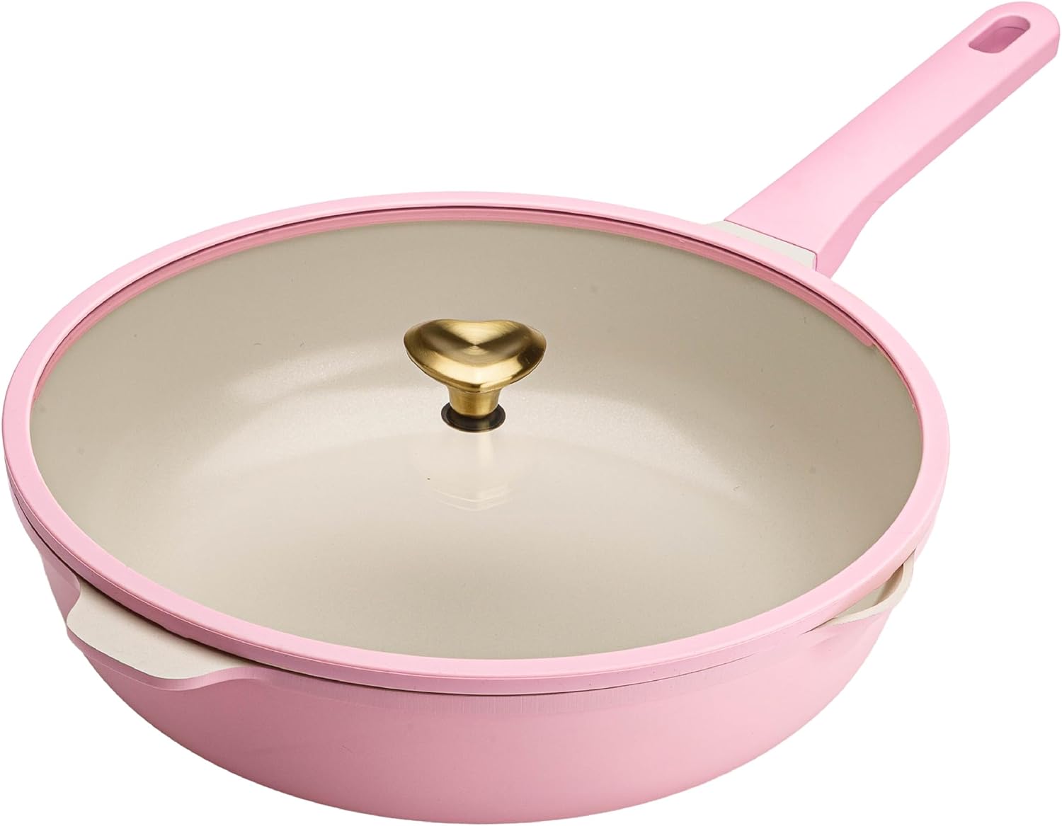 Paris Hilton Cast Aluminum Dutch Oven with Lid, Ceramic Nonstick Coating Made Without PFAS, PFOA, PFOS & PTFE, Heart Knob, 4.3-Quart, Pink