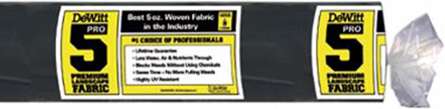 Dewitt Pro-5 Weed Barrier Fabric 5 oz, 6 x 250 Feet – Heavy-Duty | Woven Landscape Ground Cover Mat for Raised Garden Bed, Greenhouse Gardening, Outdoor Landscaping, and Commercial Planting