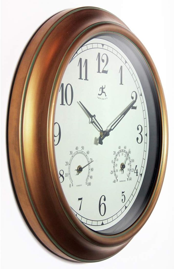 Craftsman 18 inch Copper Petina Outdoor Clock Thermometer Combo Patio Water