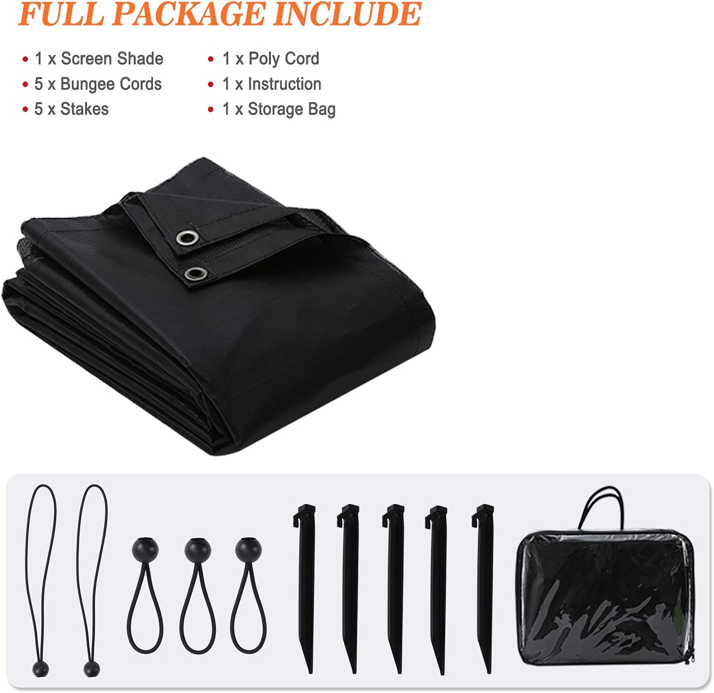 RV Awning Sun Shade Screen with Zipper 9' X 10'(Fit for 11' Awning)