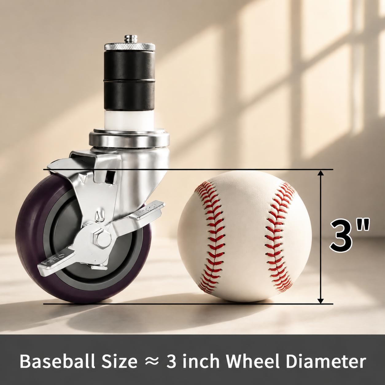 4 Inch Expanding Stem Caster Set of 4 for Stainless Steel Table